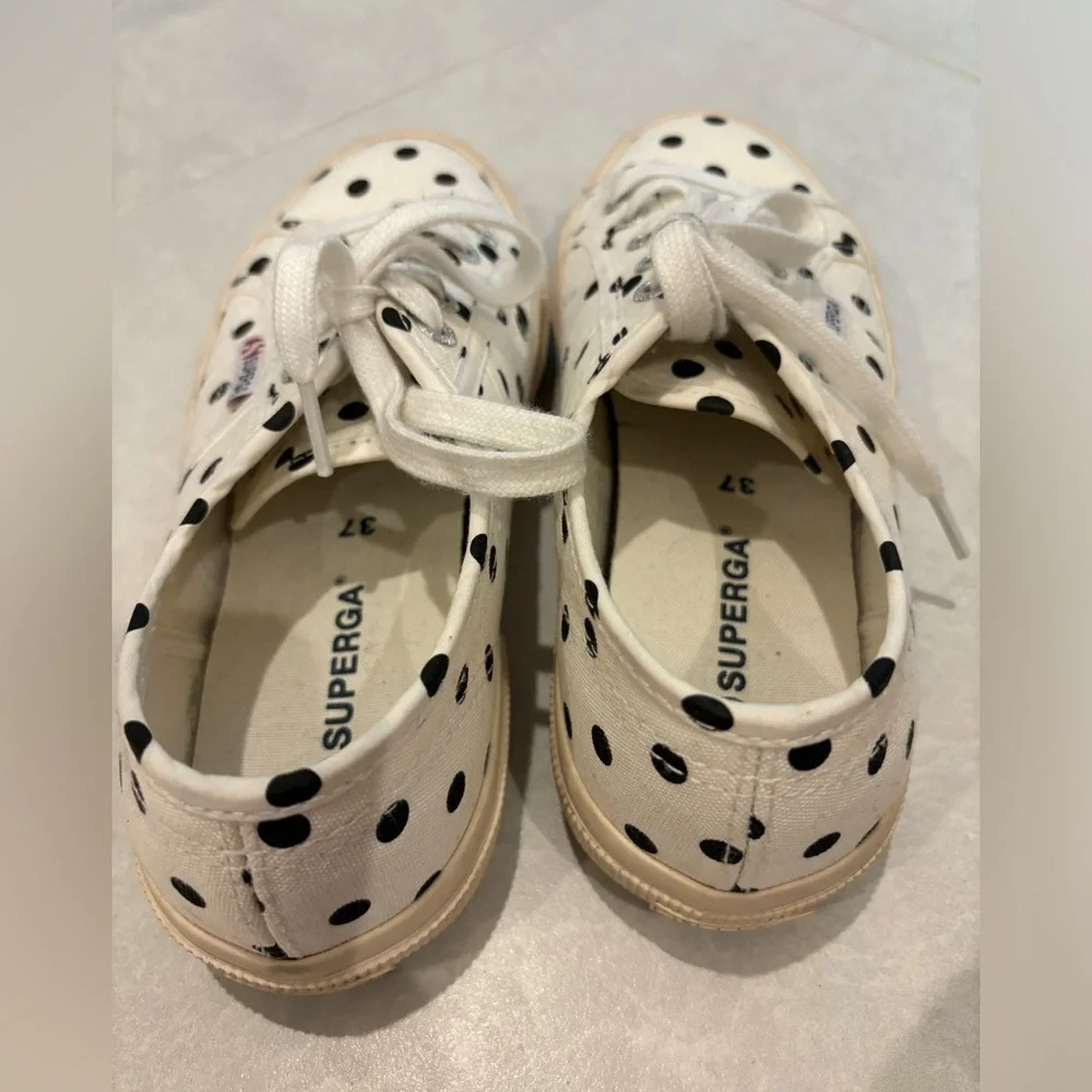 Superga 2750 Black  and White Polka Dot Sneakers Size 6.5
